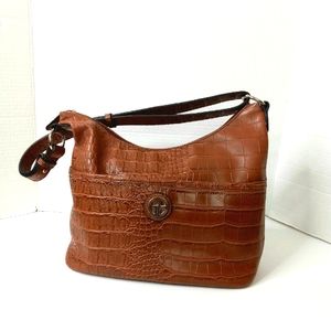 Giani Bernina brown faux alligator satchel/shoulder bag